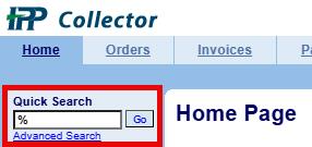 Screenshot showing the Quick Search box with a percentage symbol entered