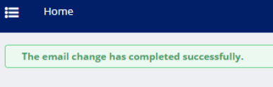 The email change has completed successfully.